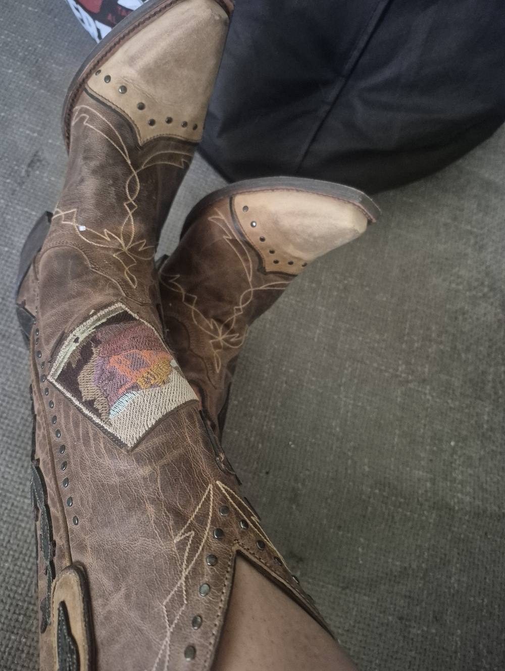 Old Gringo Brown Western Patchwork Embroidered Cowboy Boots - Picture 3 of 8